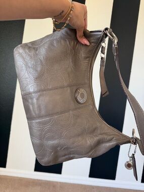 Coach Metallic Taupe Leather Soho Shoulder Bag Silver Hardware